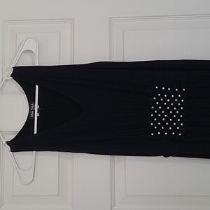 Gold studded long black dress